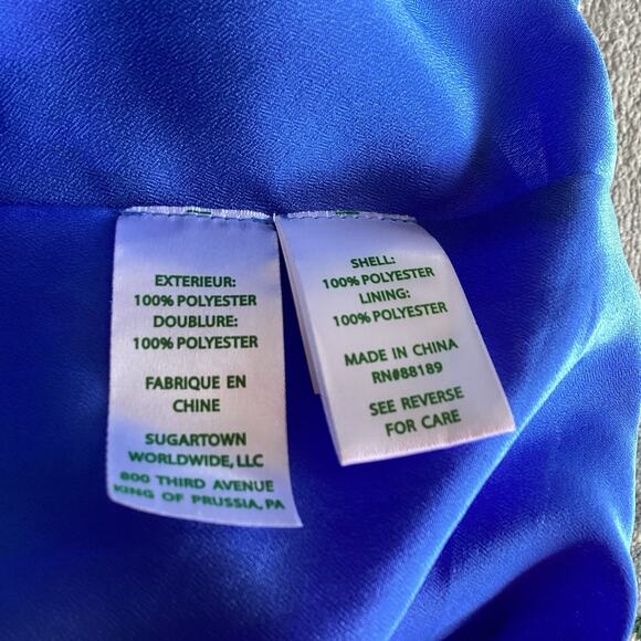 Lilly Pulitzer Dress, Small, Alyanna Belted Midi Blue Flattering Blousey Sleeved - Picture 9 of 10